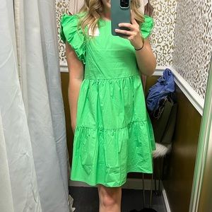 Puff Sleeve Green Dress